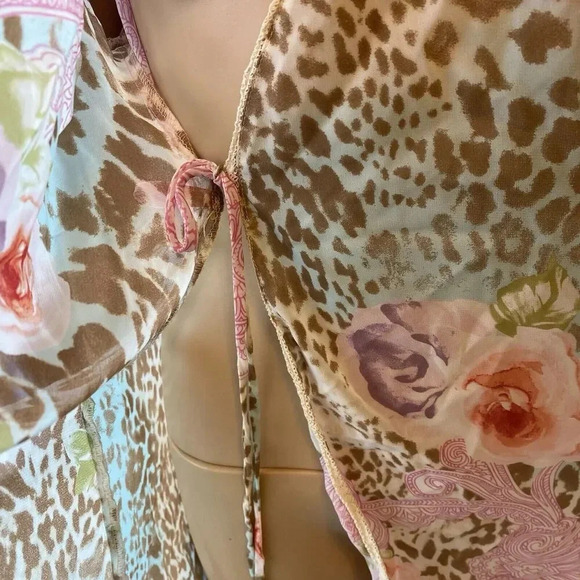 In Bloom by Jonquil Silky Robe Sz S Floral Print Ruffle Sleeve Fairy Cottagecore - Picture 8 of 9